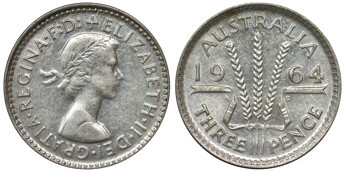 Австралия 3 пенса 1964 Елизавета II (1952-2022) KM 57 серебро 71-962