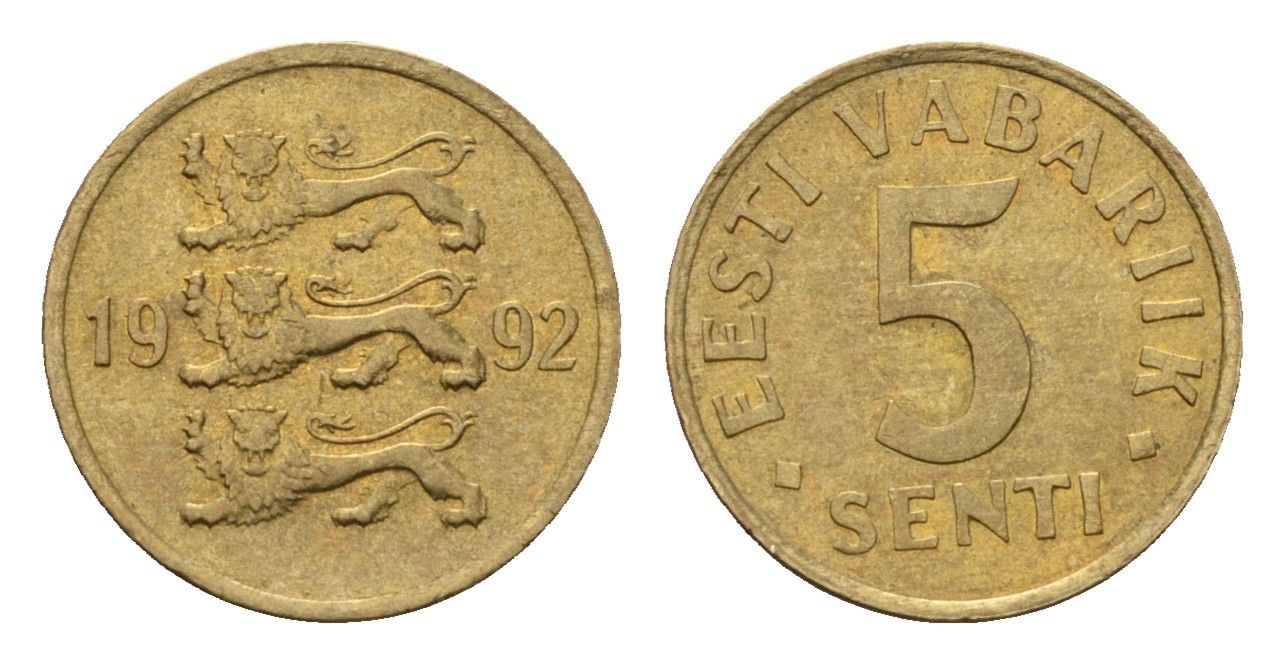 Эстония 5 сентов 1992 KM 21 латунь UNC 4694-1259