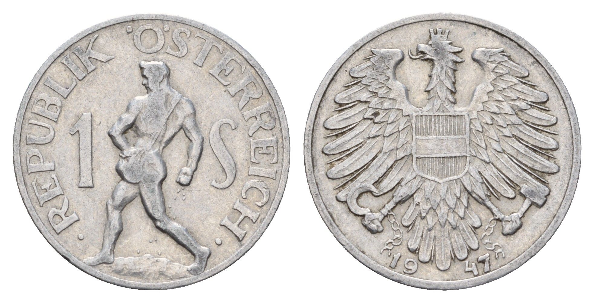 Австрия 1 шиллинг 1947 KM 2871 алюминий 4671-611