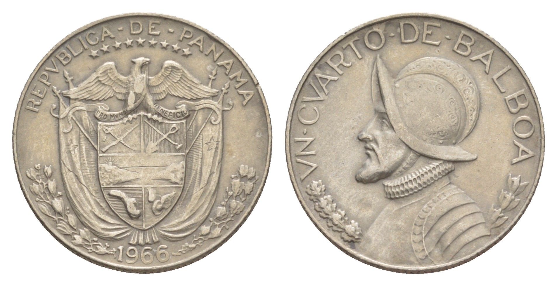 Панама 1/4 бальбоа (25 сентесимо) 1966 KM 11.2a медь плакированная медно-никелем 4642-637