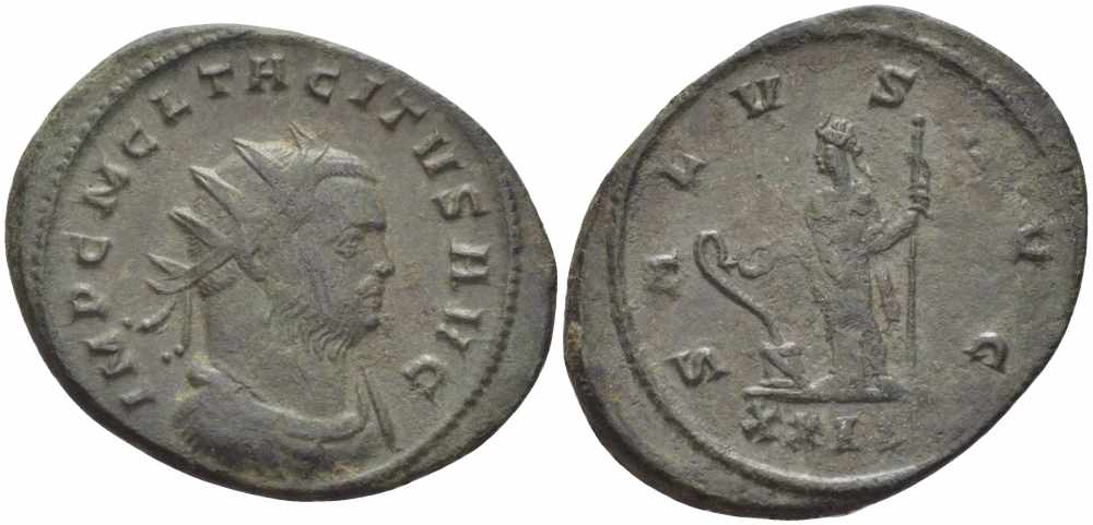 Римская Империя аврелианиан 275 Тацит SALVS AVG Рим Good Very fine RIC 93 бронза 1073-16-106