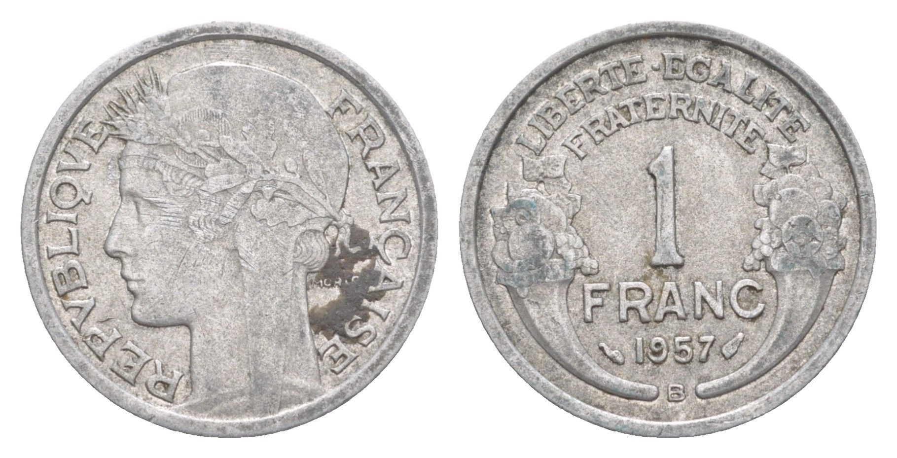 Франция 1 франк 1957 KM 885a алюминий 4641-1026