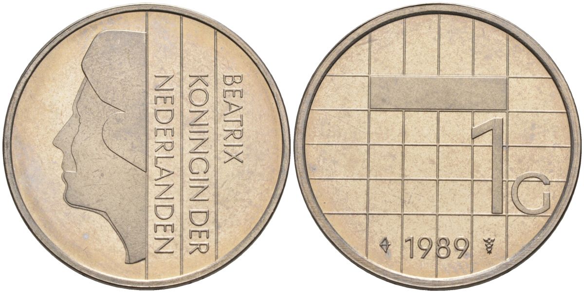 Нидерланды 1 гульден 1989 Беатрикс (1980-2013) KM 205 никель UNC 4116-133