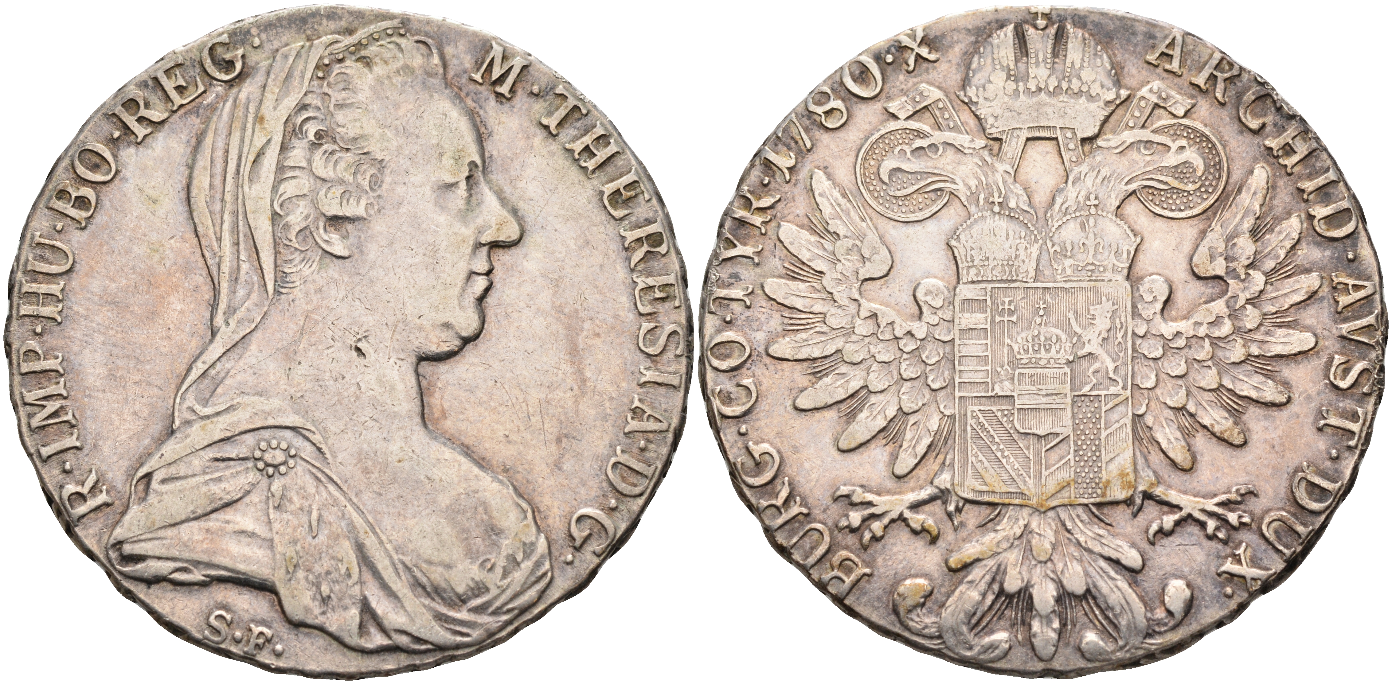 Австрия 1 талер 1780 SF, Мария Терезия, официальный рестрайк KM Т1 серебро 00-1067-3-11