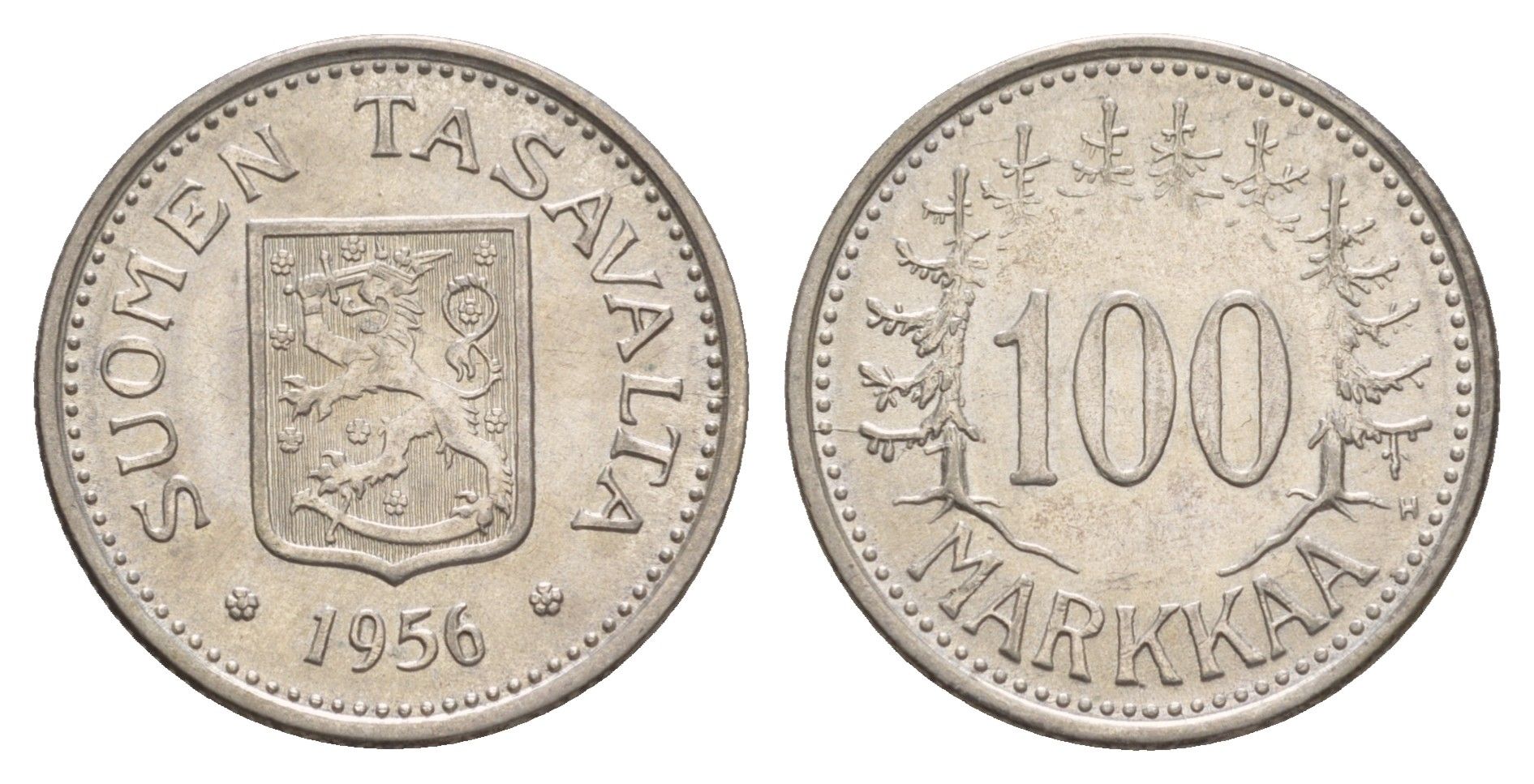 Финляндия 100 марок 1956 H KM 41 серебро 4654-753