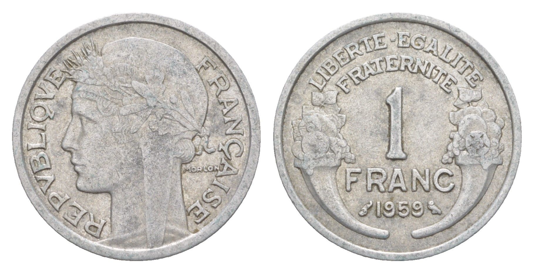 Франция 1 франк 1959 KM 885a алюминий 4641-1031