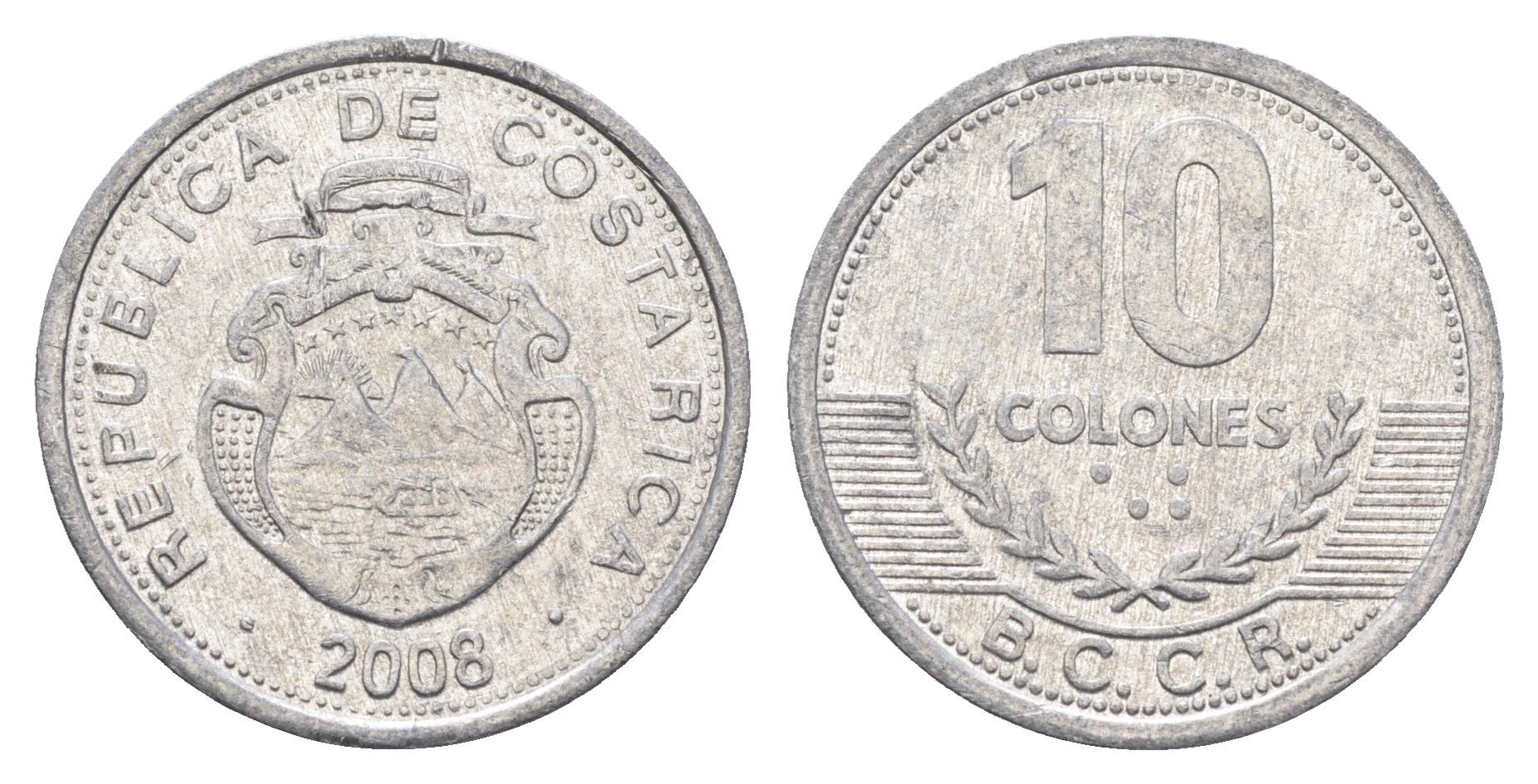 Коста-Рика 10 колонов 2008 KM 228b алюминий 4663-955