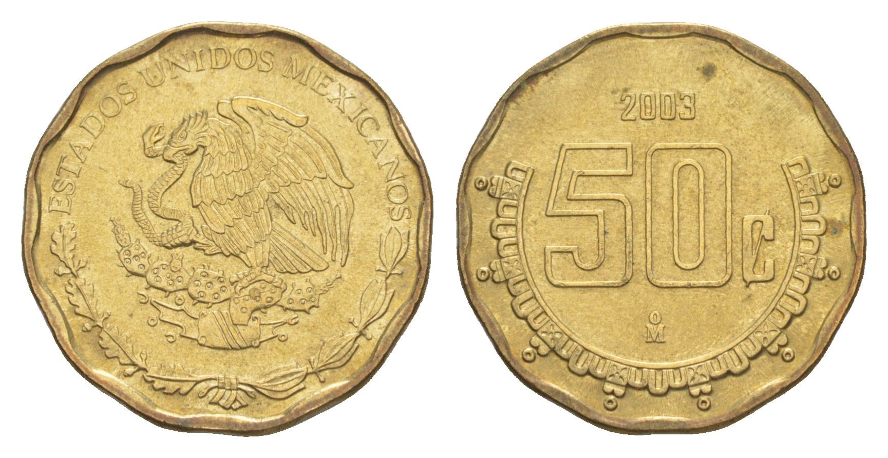 Мексика 50 сентаво 2003 Mo KM 549 алюминиевая бронза 4636-511