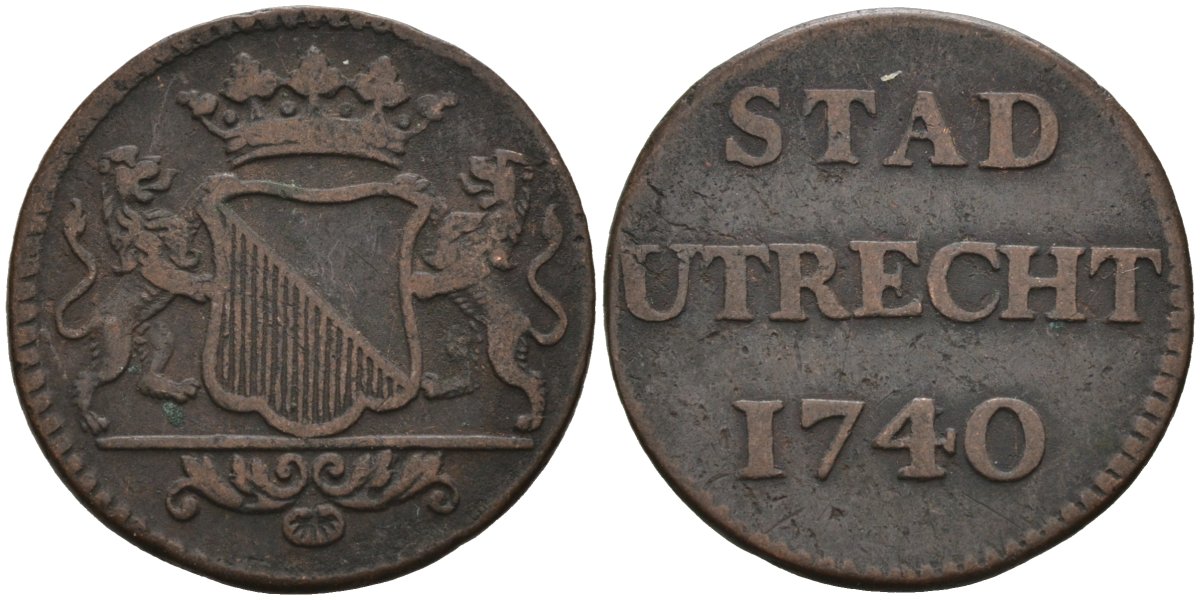 Утрехт (Utrecht), Нидерланды 1 дуит 1740 KM 91 медь 4577-231