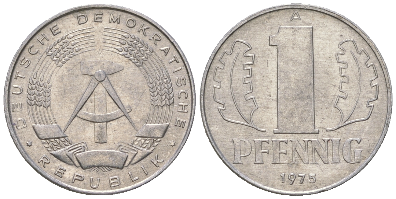 ГДР 1 пфенниг 1975 А KM 8.1 алюминий 4615-1255