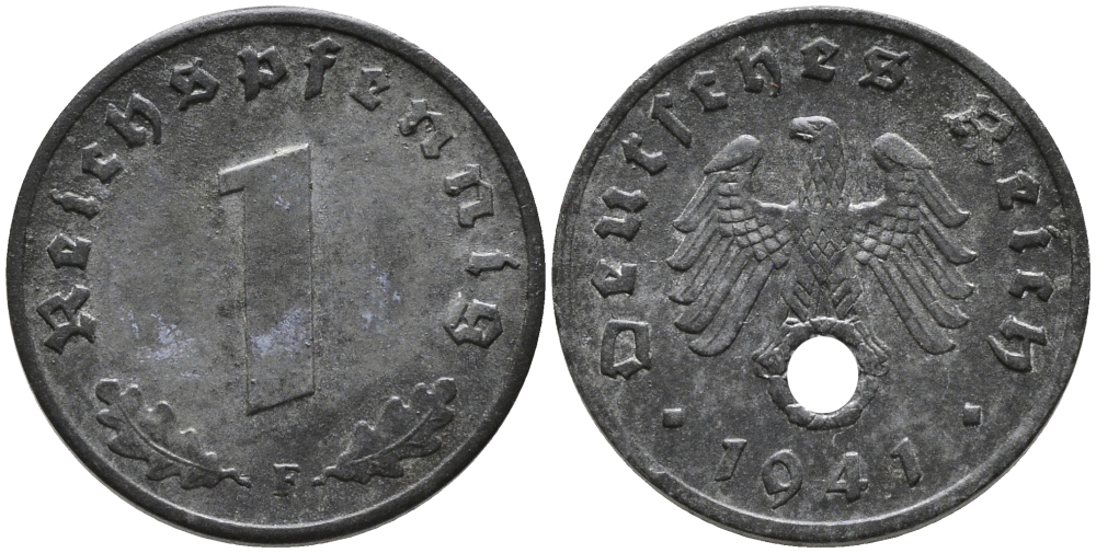 ГЕРМАНИЯ 1 РЕЙХСПФЕННИГ 1941 F KM 97, J.369 цинк 96-712