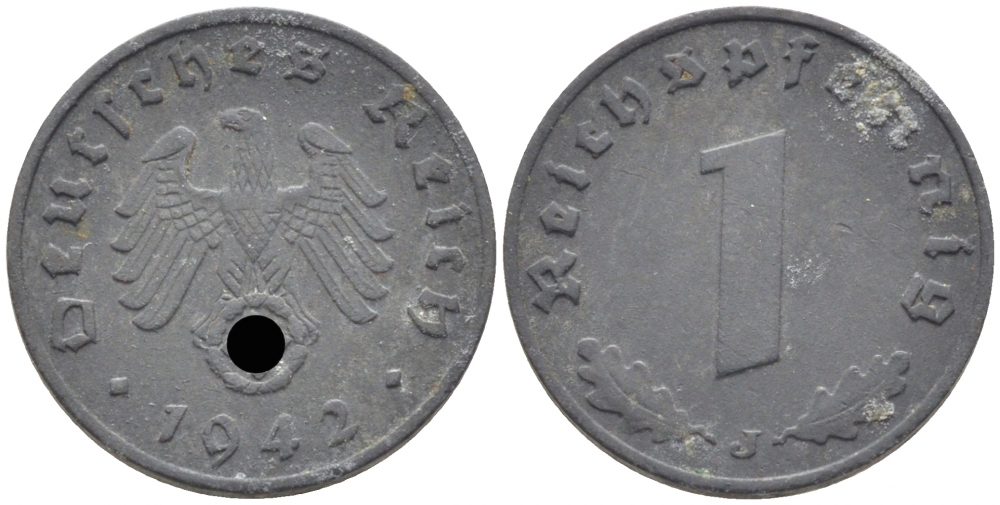 ГЕРМАНИЯ 1 РЕЙХСПФЕННИГ 1942 J KM 97, J. 369 цинк 112-469