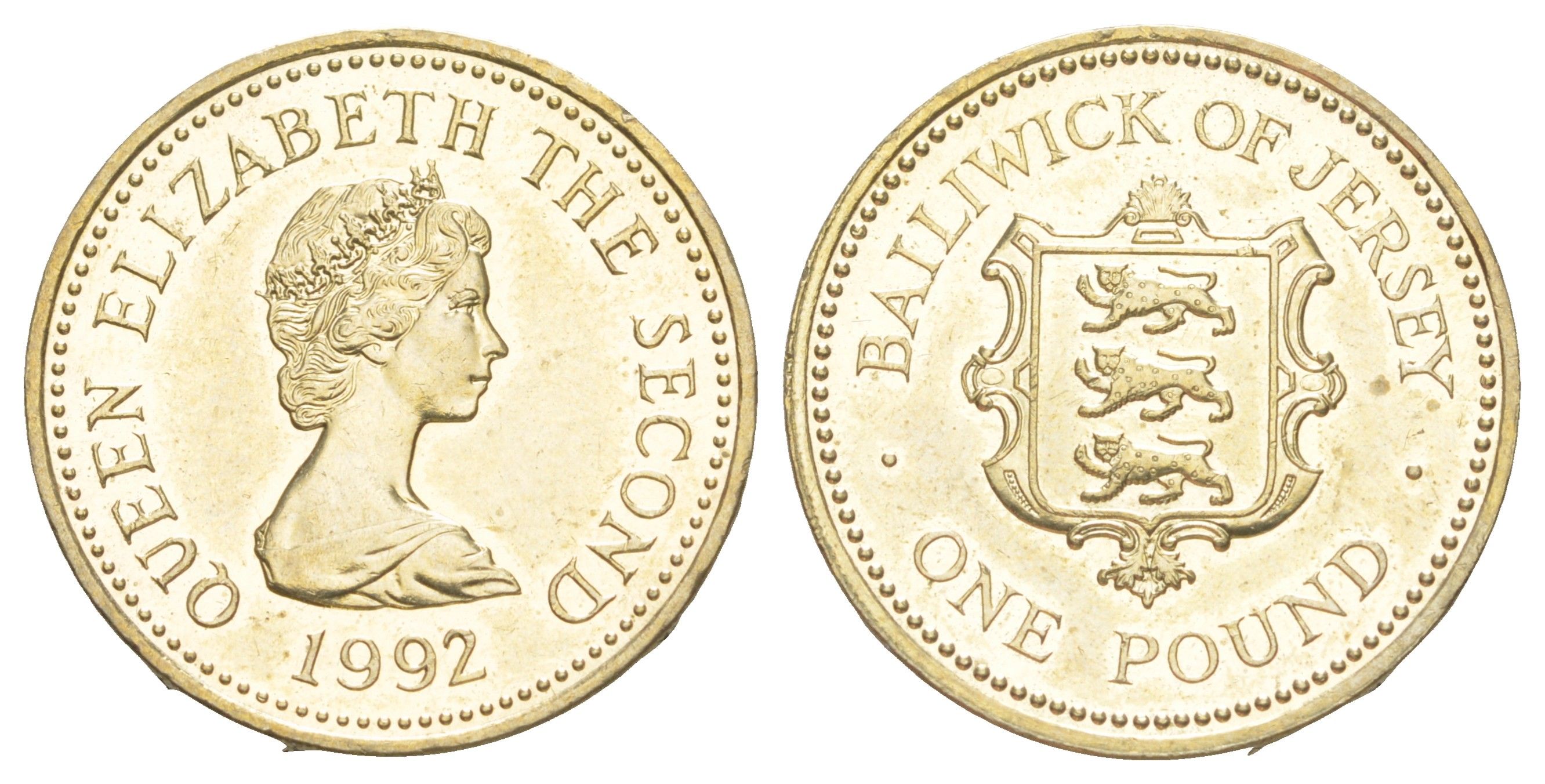 Джерси 1 фунт 1992 Бейливик Джерси, тираж 20.000 экземпляров KM 87 никель латунь BU 1530-1432