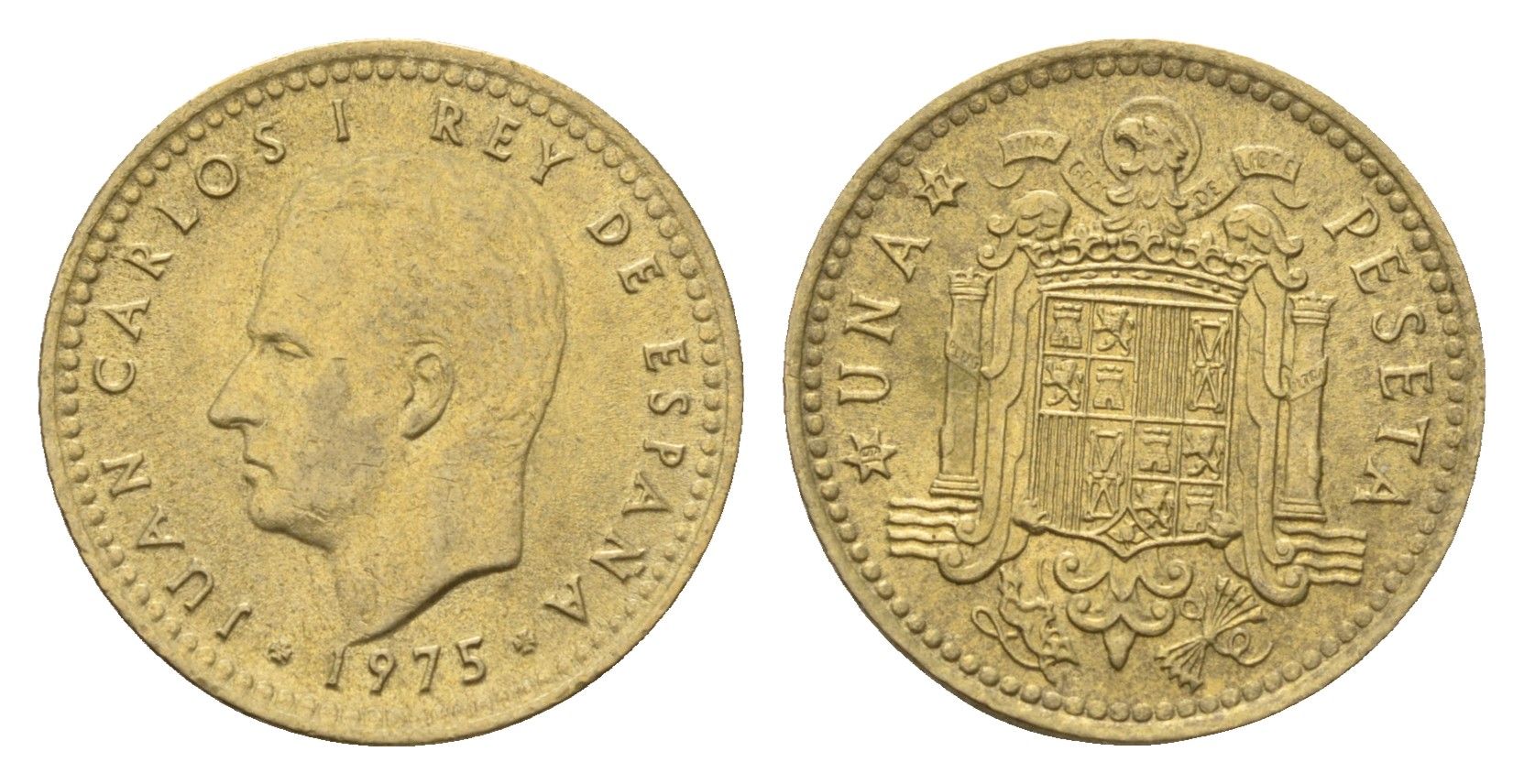 Испания 1 песета 1975 (77) Хуан Карлос I (1975-2014) KM 806 алюминиевая бронза aUNC 4669-1221