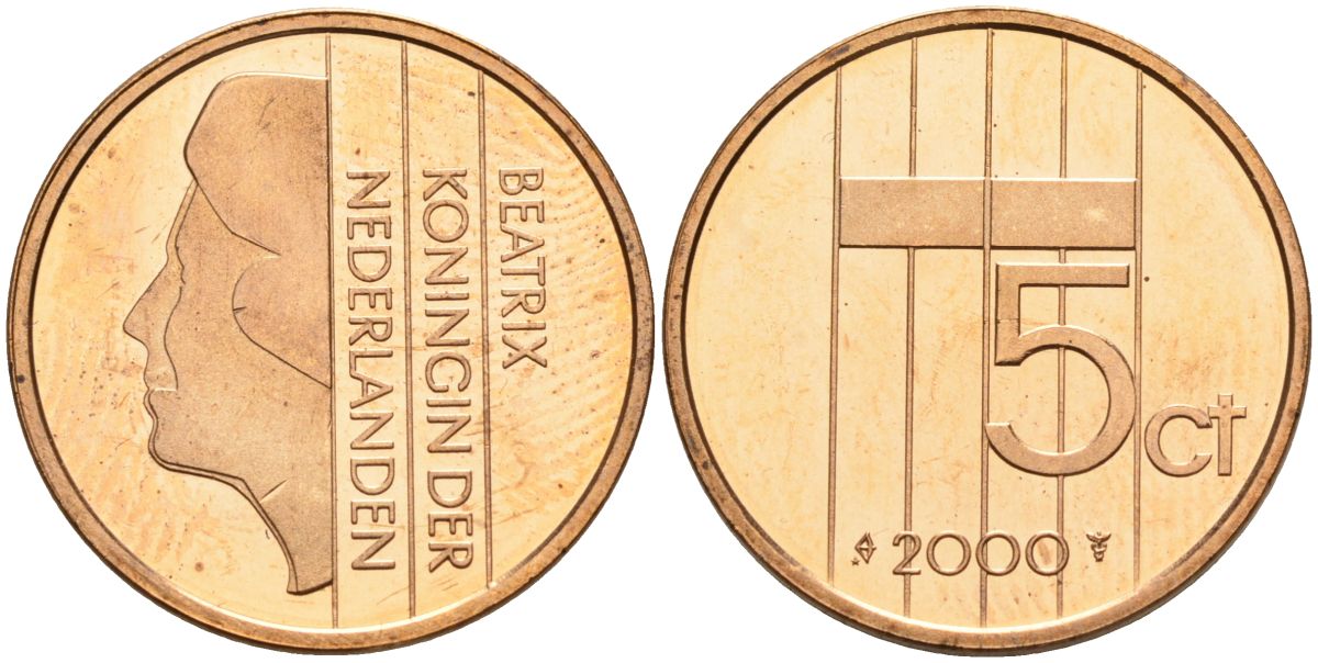 Нидерланды 5 центов 2000 Беатрикс (1980-2013) KM 202 бронза UNC 4116-313