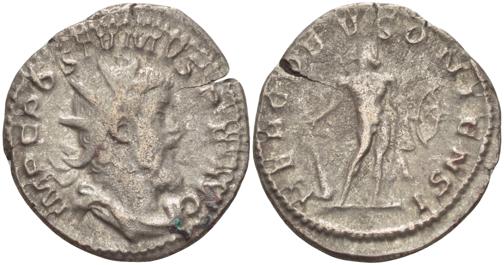 Римская Империя (императоры в Галлии) антониниан 260 - 269 Постум. IMP C POSTVMVS P F AVG / HERC DEVSONIENSI, Геркулес с палицей, луком и львиной шкурой, Колония Агриппины, Good Very fine RIC 64 биллон 1073-12-22