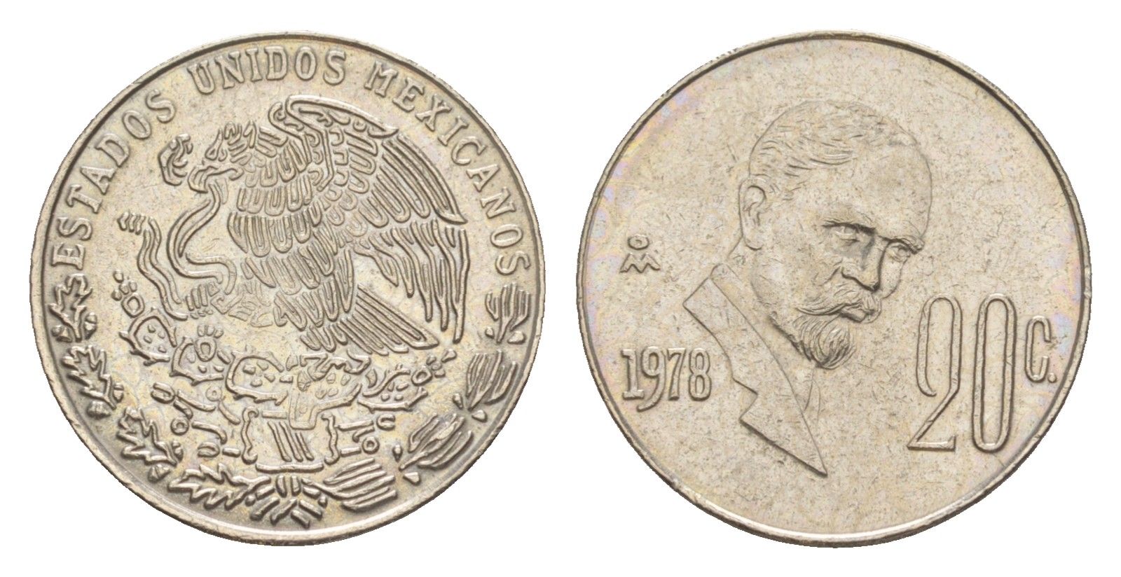 Мексика 20 сентаво 1978 Mo, Франциско Индалеси KM 442 медно-никель 4636-463