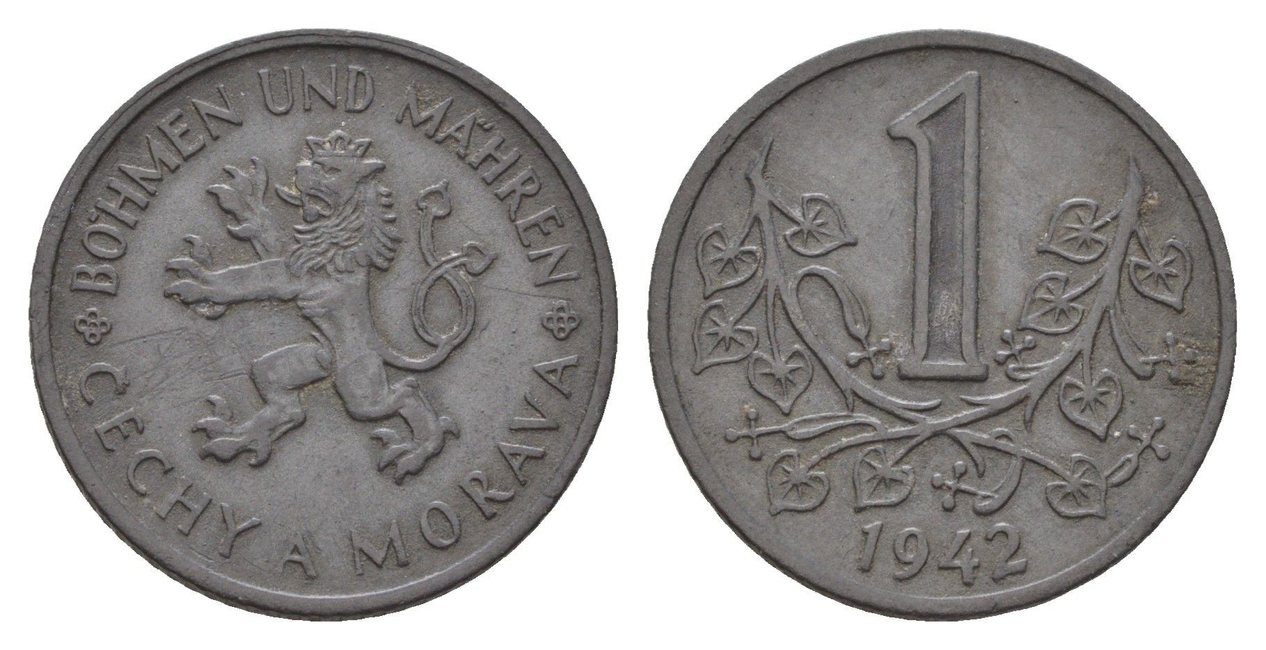 Богемия и Моравия 1 крона 1942 KM 4 цинк 4116-954