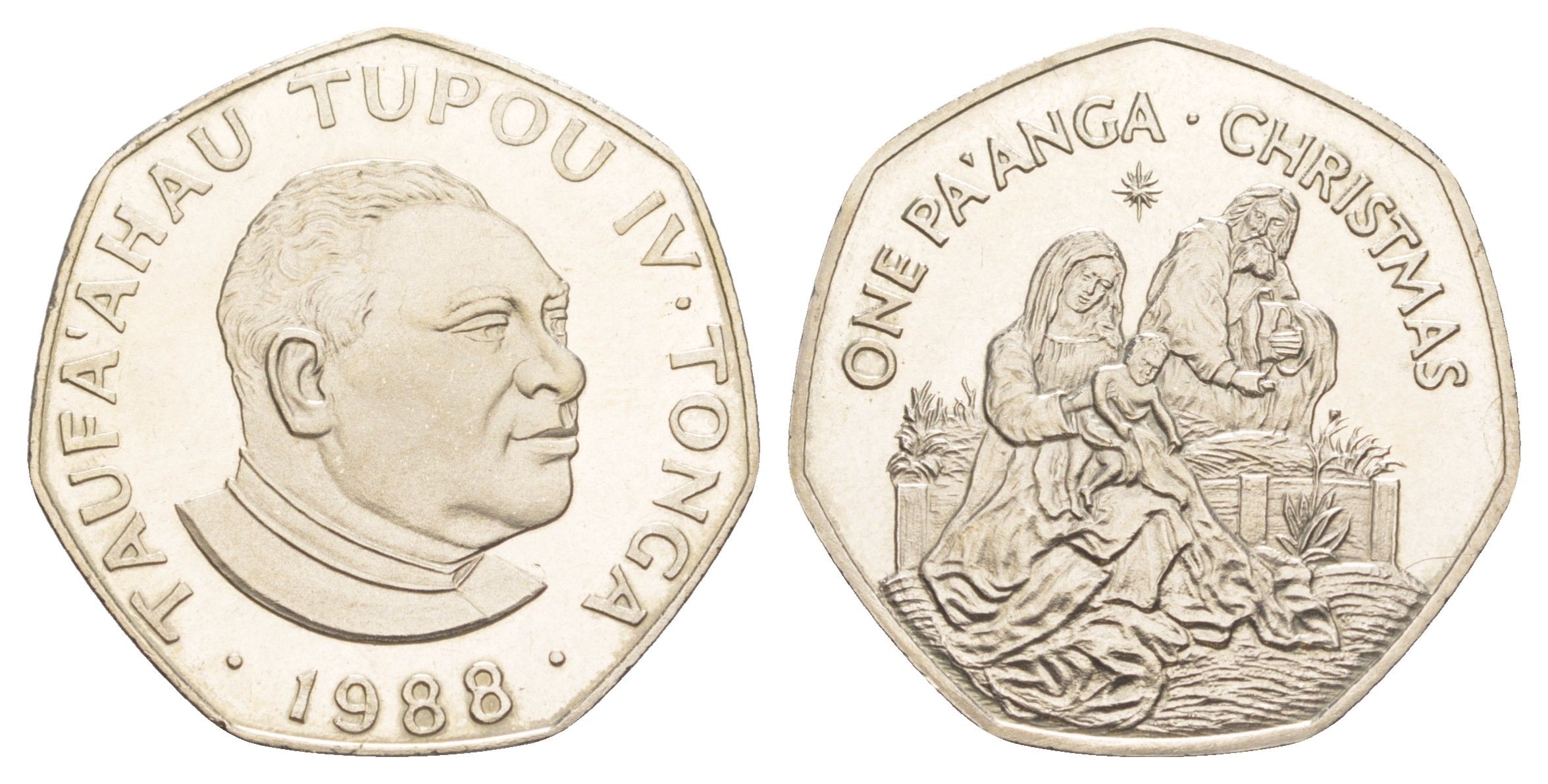 Тонга 1 паанга 1988 Рождество, тираж 5.000 экземпляров KM 127 медно-никель BU 443-945