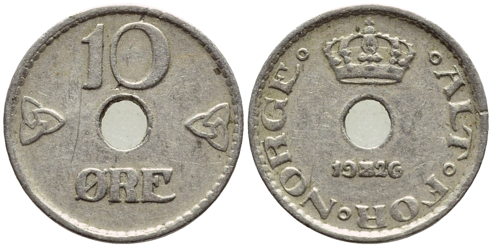 НОРВЕГИЯ 10 ЭРЕ 1926 ХОКОН VII (1905-1957) KM 383 медно-никель 4396-361