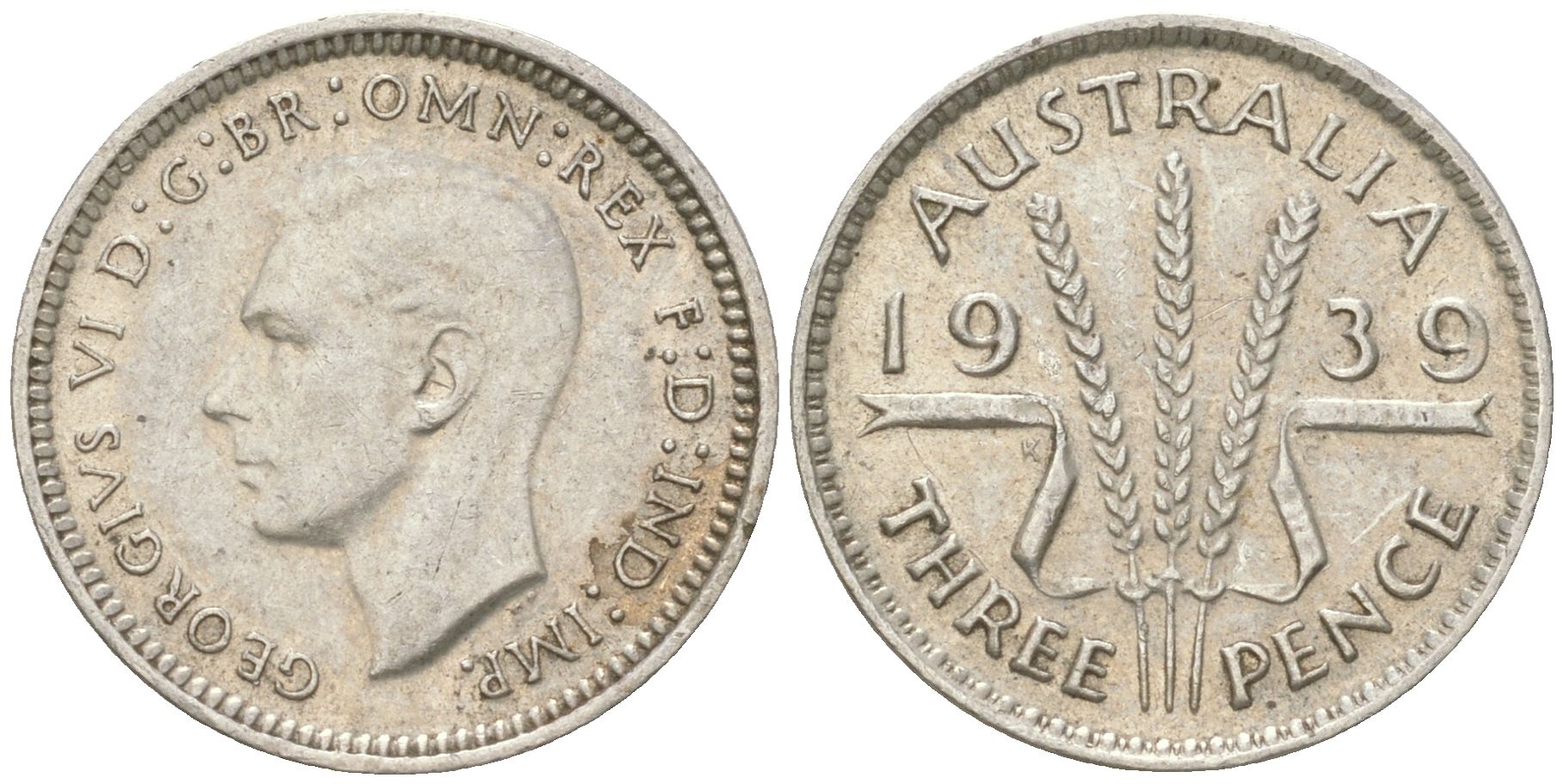 Австралия 3 пенса 1939 Георг V (1936-1952) KM 37 серебро 4621-1148