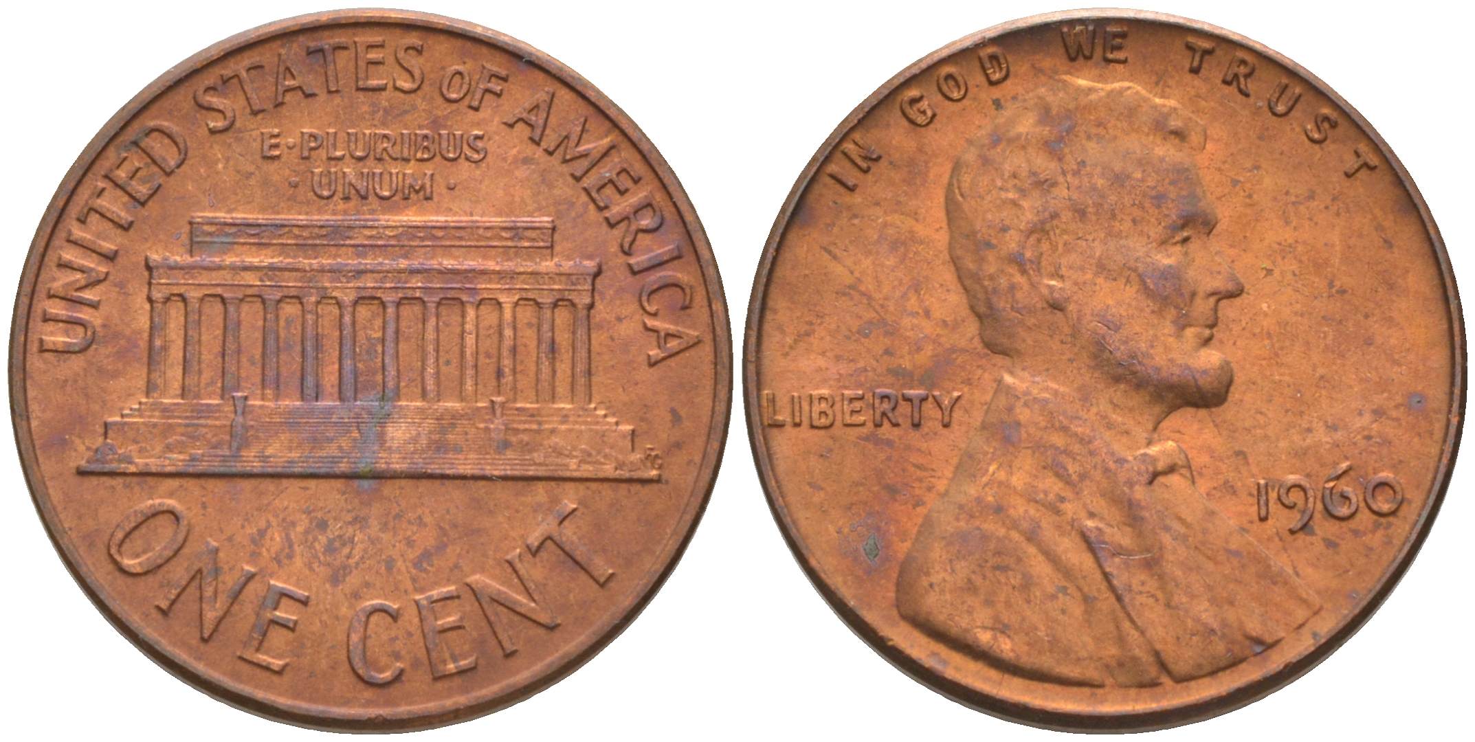 США 1 цент 1960 Линкольн, LARGE DATE KM 201 медь цинк 187-1141