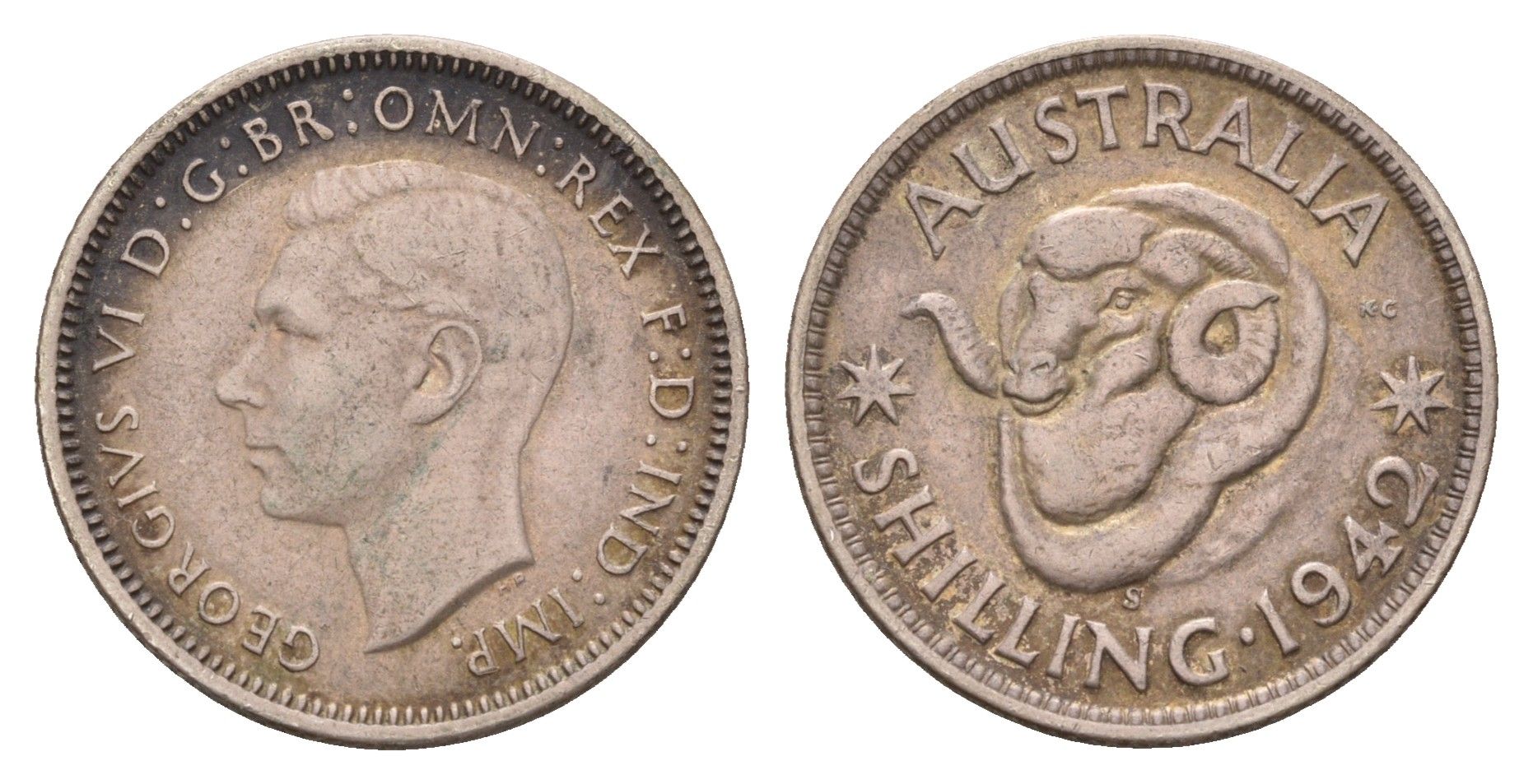 Австралия 1 шиллинг 1942 S, Георг VI (1936-1952) KM 39 серебро 4671-445