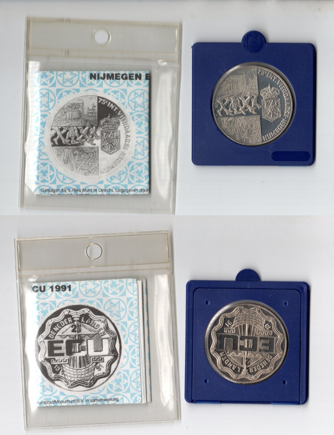 Нидерланды 2 1/2 экю 1991 75-ый четырехдневный марш в Неймегене, в блистере, с сертификатом X 41 медно-никель BU 1-4-2-06