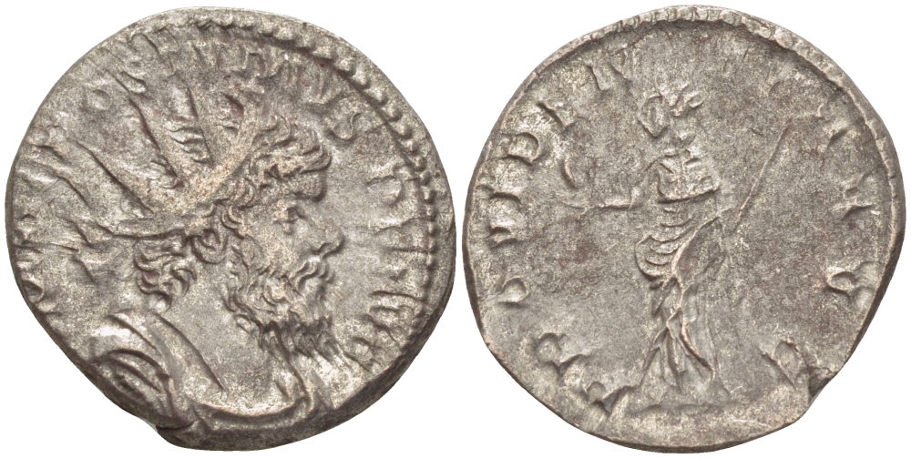 Римская Империя (императоры в Галлии) антониниан 260 - 269 Постум. IMP C POSTVMVS P F AVG / PROVIDENTIA AVG, Провиденция, держащая скипетр и сферу, Колония Агриппины, Good Very fine RIC 323 биллон 1073-13-44