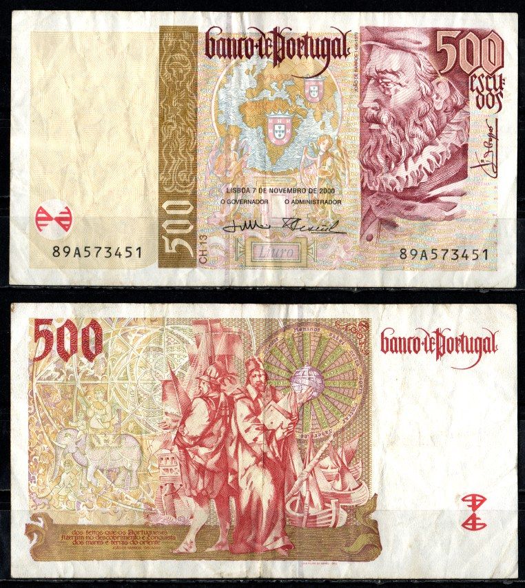 Португалия 500 эскудо 2000 Pick 187 c бумага 6294-46-3-1
