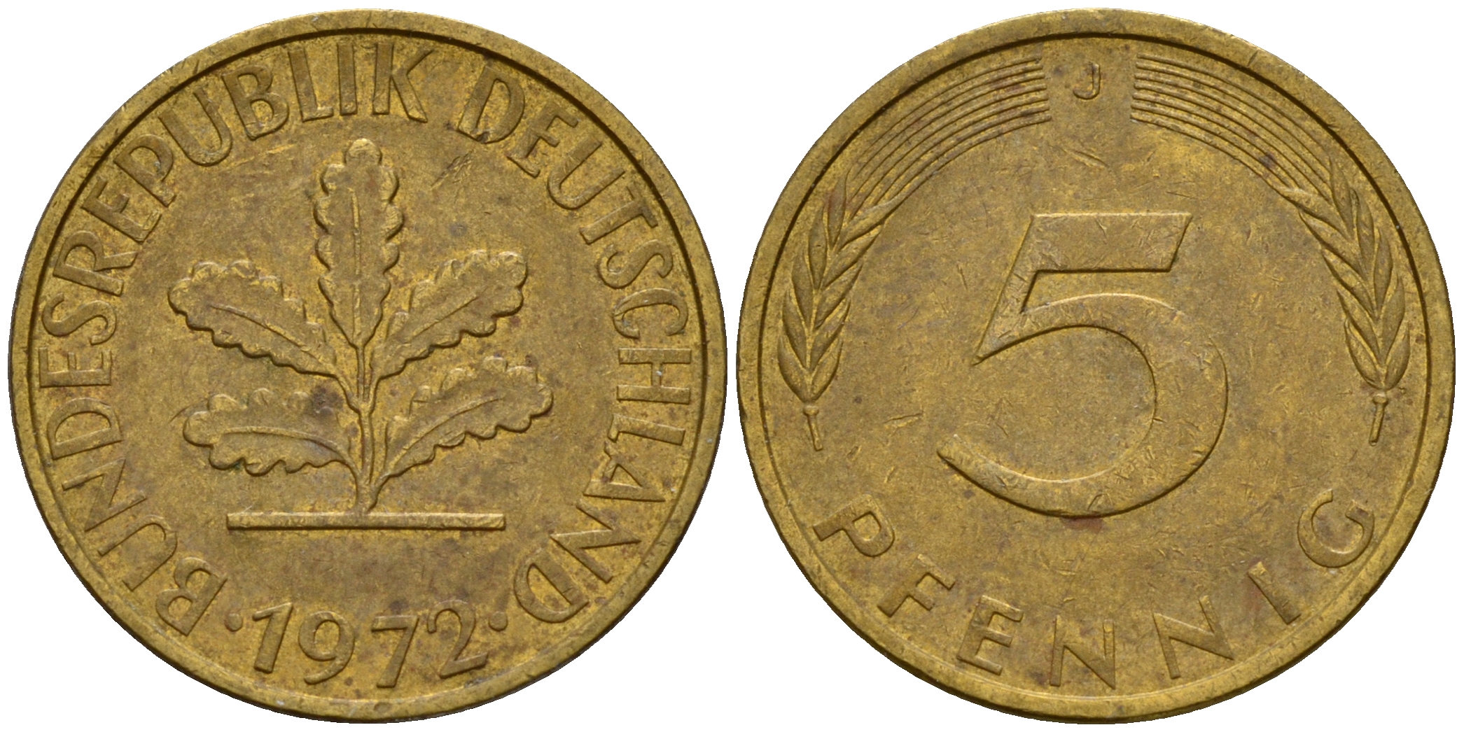 ФРГ 5 пфеннигов 1972 J J.382, KM 107 сталь плакированная латунью    4598-954