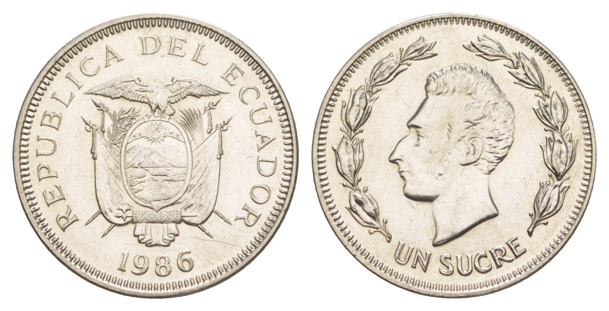 Эквадор 1 сукре 1986 KM 85.2 сталь плакированная никелем UNC 4641-712