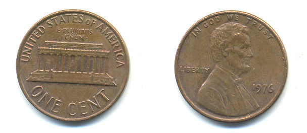 США 1 ЦЕНТ 1976 ЛИНКОЛЬН KM 201 медь цинк 86-222