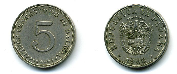 Панама 5 сентесимо 1966 KM 23.2 медно-никель 29-855