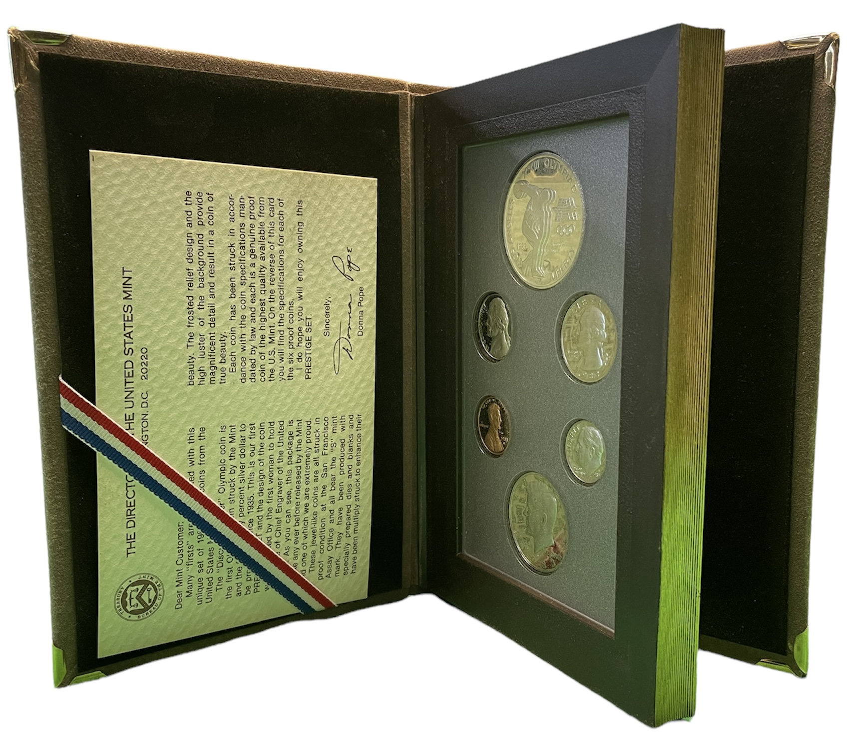 США набор из 6 монет 1983 в оригинальной пластиковой упаковке, коробка, сертификат серебро PROOF 3-4-10-5