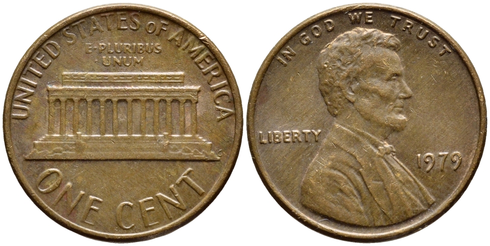 США 1 ЦЕНТ 1979 ЛИНКОЛЬН KM 201 медь цинк 4396-446