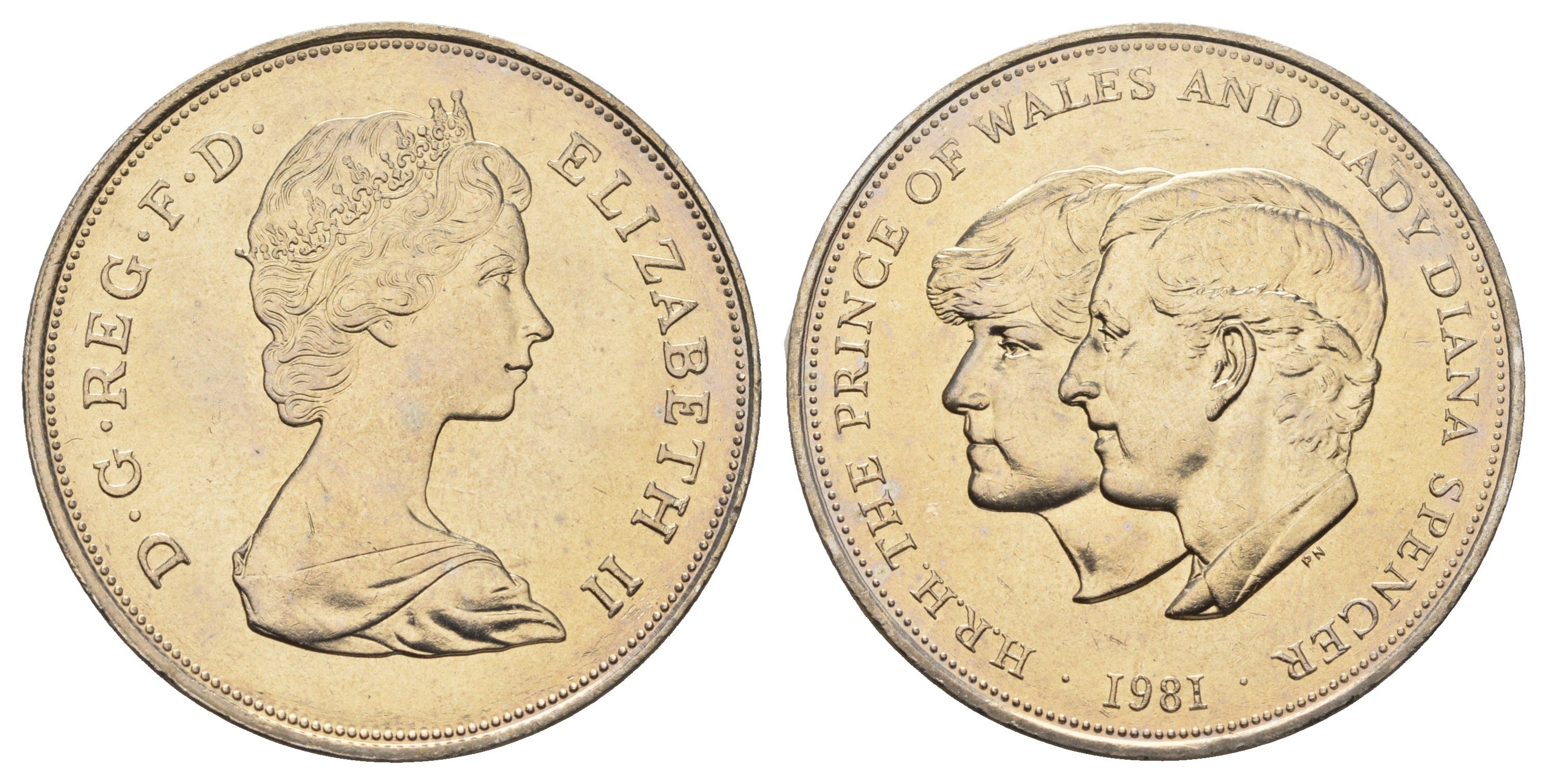 Великобритания 25 пенсов 1981 Королевская свадьба принца Чарльза и леди Дианы, Елизавета II (1952-2022), в оригинальной упаковке KM 925, Spink 4229 медно-никель BU 5-4-1-25