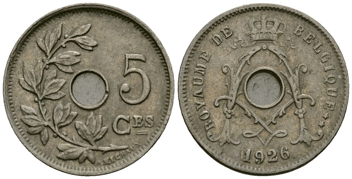 Бельгия 5 сантимов 1926 Belgique KM 66 медно-никель 4173-554