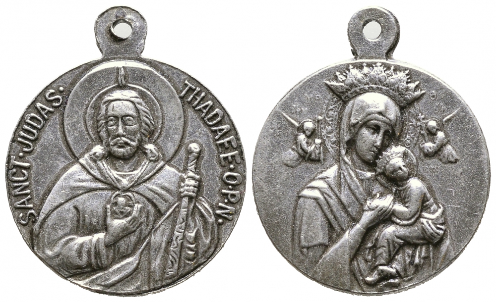 Европа католический кулон подвеска с ушком для носки ND Иисус, Дева Мария белый металл 4390-426