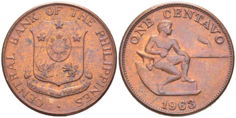 Филиппины 1 сентаво 1963 KM 186 бронза 218-1149