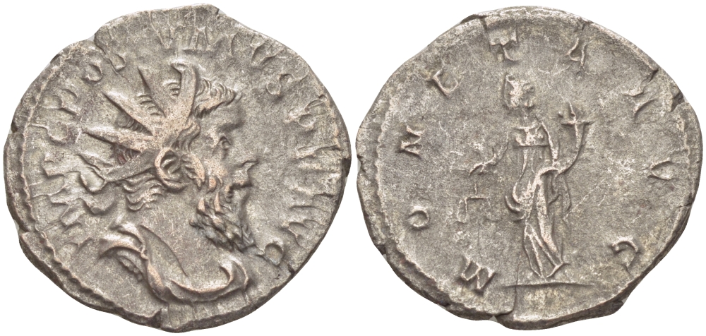 Римская Империя (императоры в Галлии) антониниан 260 - 269 Постум. IMP C POSTVMVS P F AVG / MONETA AVG, Монета с весами и рогом Изобилия, Колония Агриппины, Good Very fine RIC 315 биллон 1073-12-95