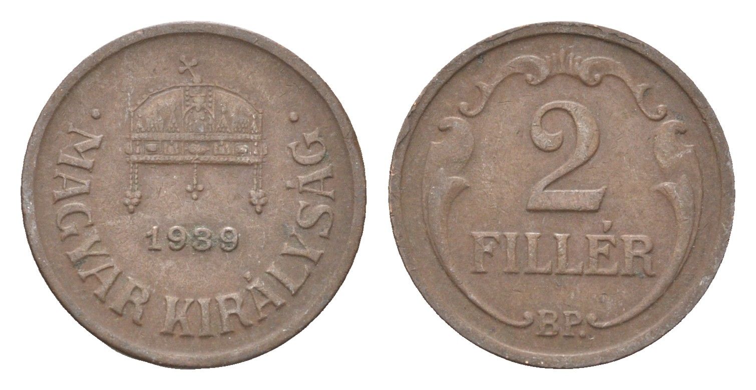 Венгрия 2 филлера 1939 BP KM 506 бронза 4665-458