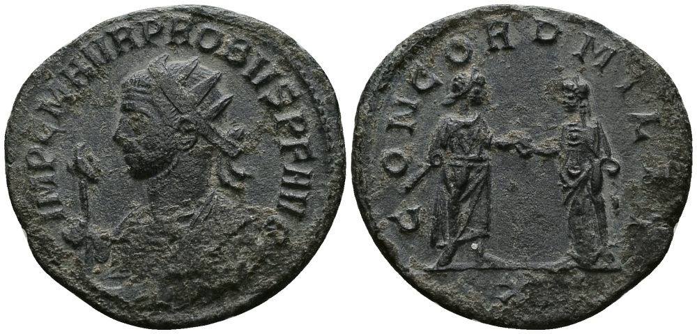 Римская Империя аврелианиан 280 Проб CONCORD MILIT Сисция Very fine RIC 650 бронза 1073-6-82