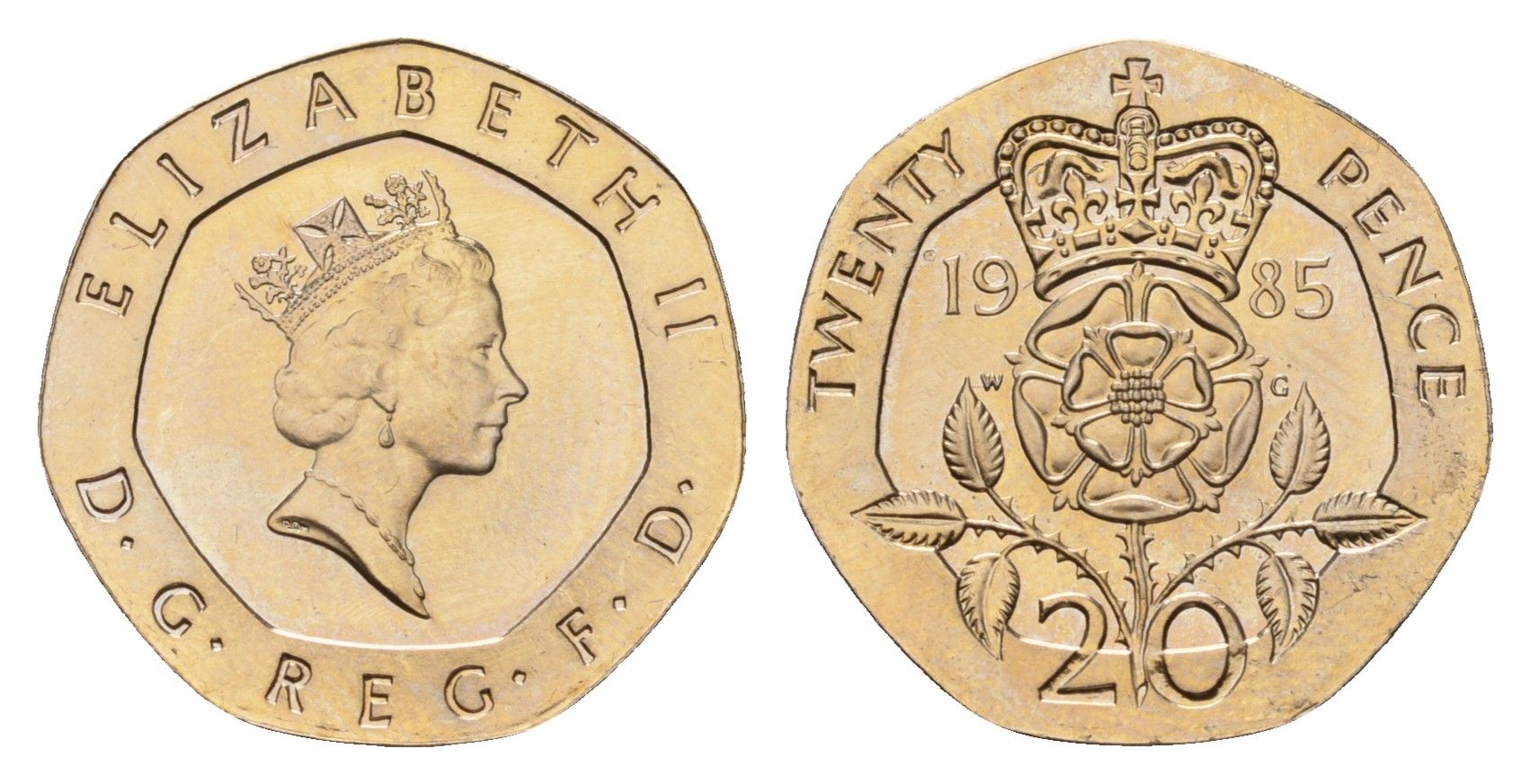 Великобритания 20 пенсов 1985 Елизавета II (1952-2022) KM 939, Spink 4361 (G2) медно-никель UNC 4674-1024