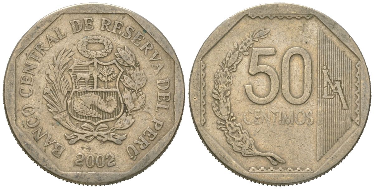 Перу 50 сентимо 2002 KM 307.4 медно-никель 4618-729