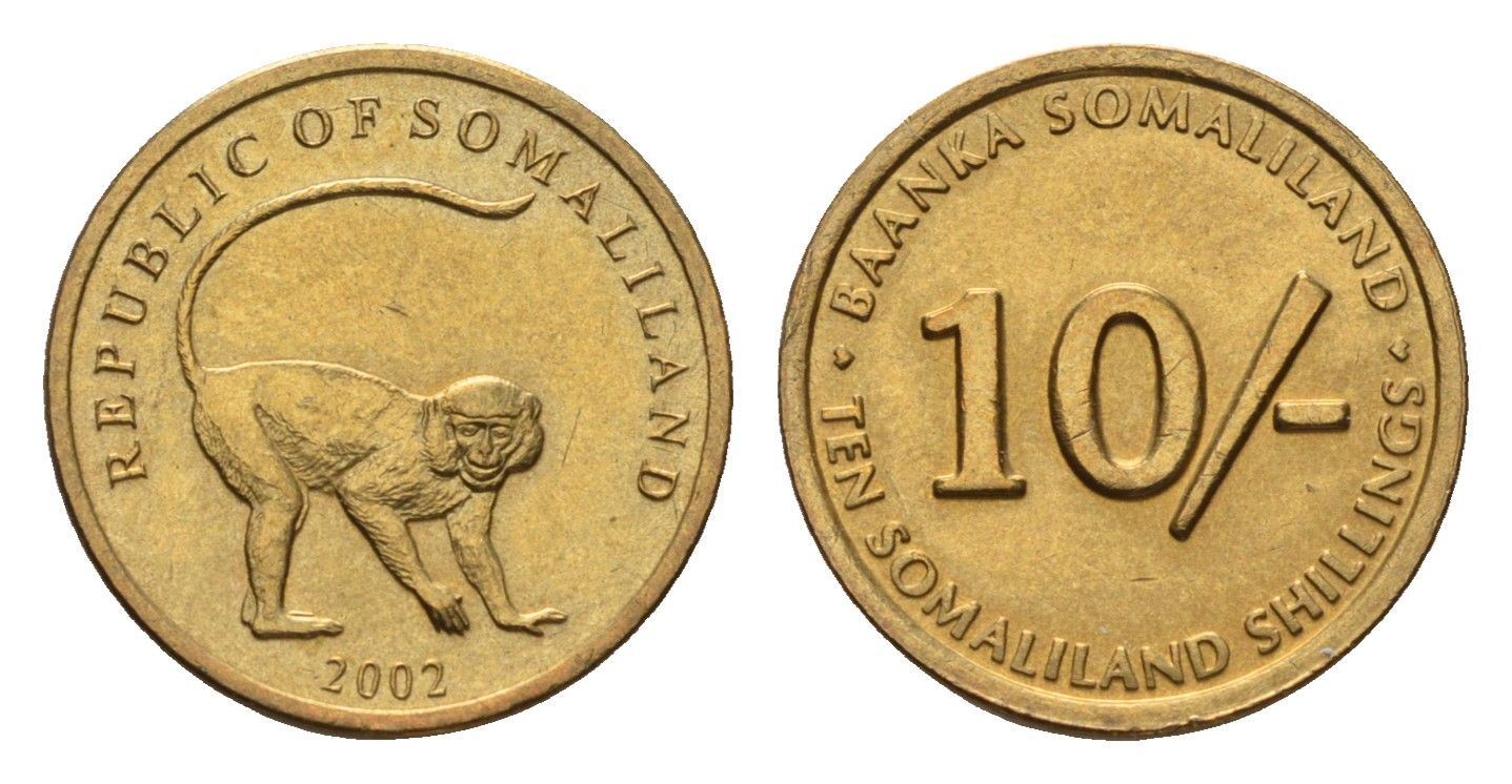 Сомалиленд 10 шиллингов 2002 год-тип KM 3 латунь UNC 4674-1244