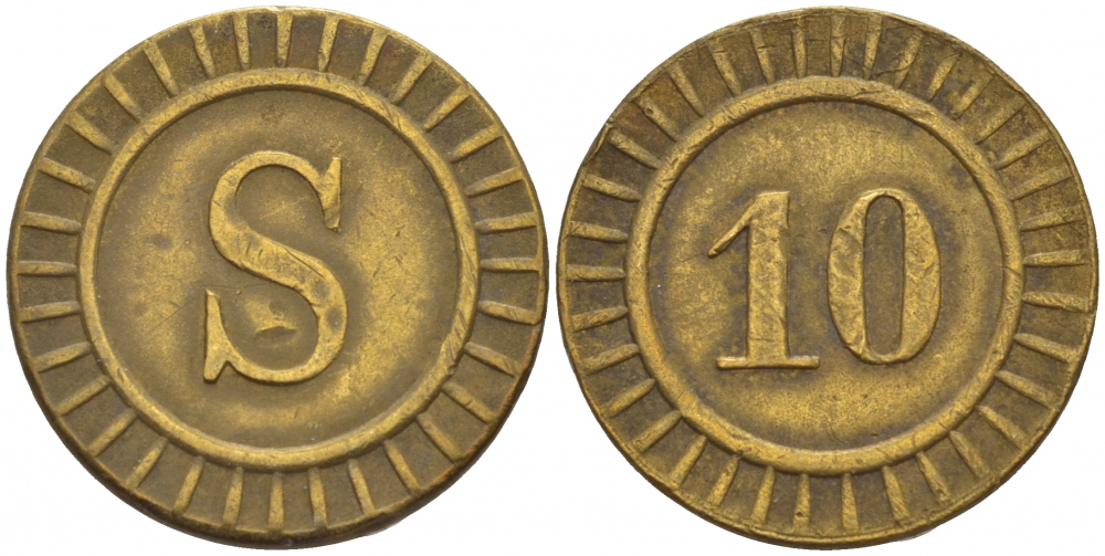 ЕВРОПА ЖЕТОН ИГРОВОЙ ND 10 S желтый металл 4532-1118