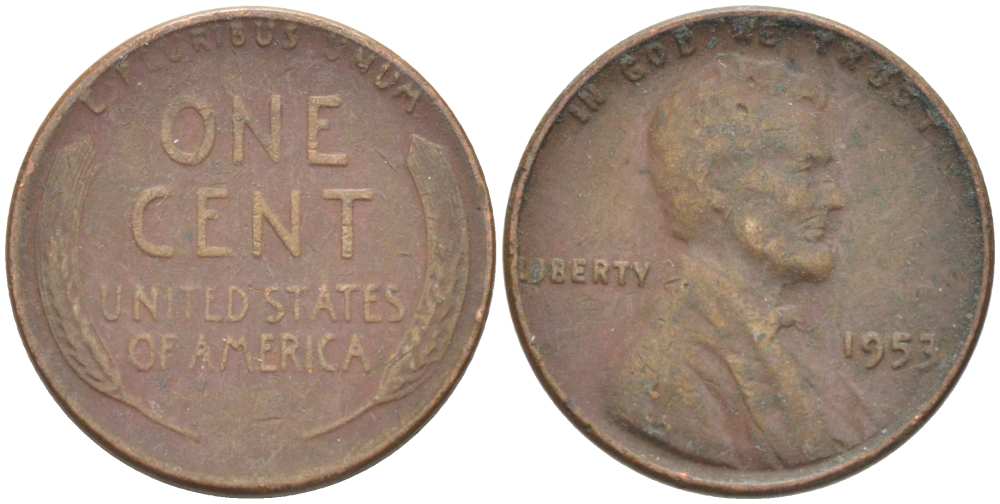 США 1 ЦЕНТ 1953 ЛИНКОЛЬН KM А132 медь цинк 218-969