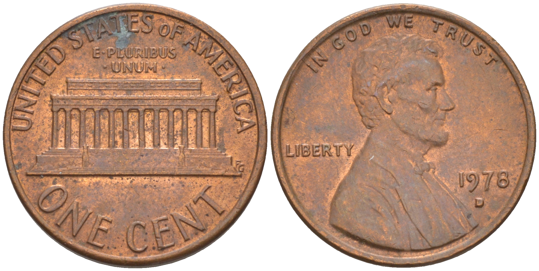 США 1 ЦЕНТ 1978 D ЛИНКОЛЬН KM 201 медь-цинк 188-212