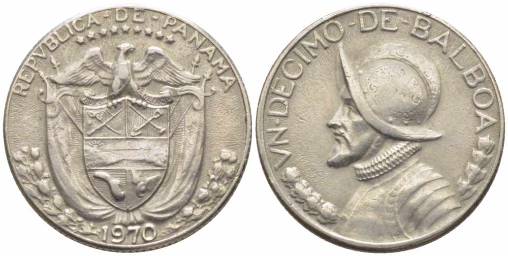 Панама 1/10 бальбоа 1970 KM 10а медь плакированная медно-никелем 73-139